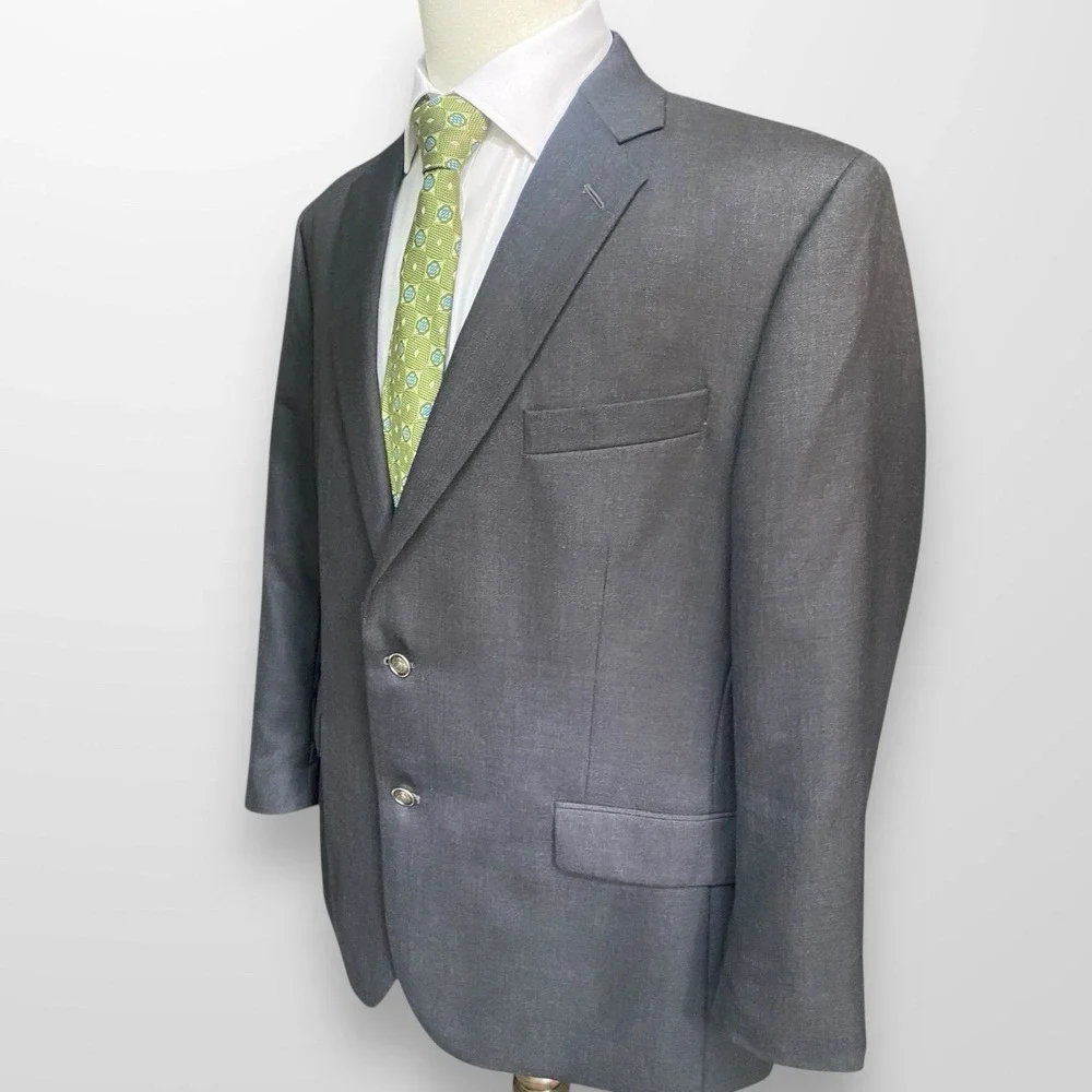 Stafford Mens Size 46R Blazer Sport Coat Gray Wool‎ Suit Jacket Classic Fit